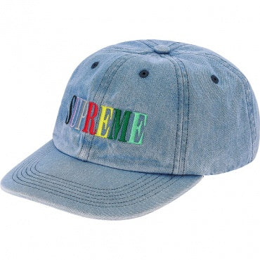 Supreme Multi Color Logo 6-Panel Denim Cap