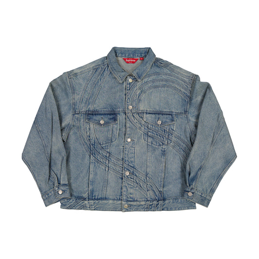 Supreme S Logo Denim Trucker Jacket Washed Blue L/S (SS24)