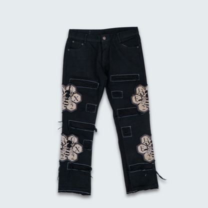 FLUX Distressed Beehive Black Denim Pant