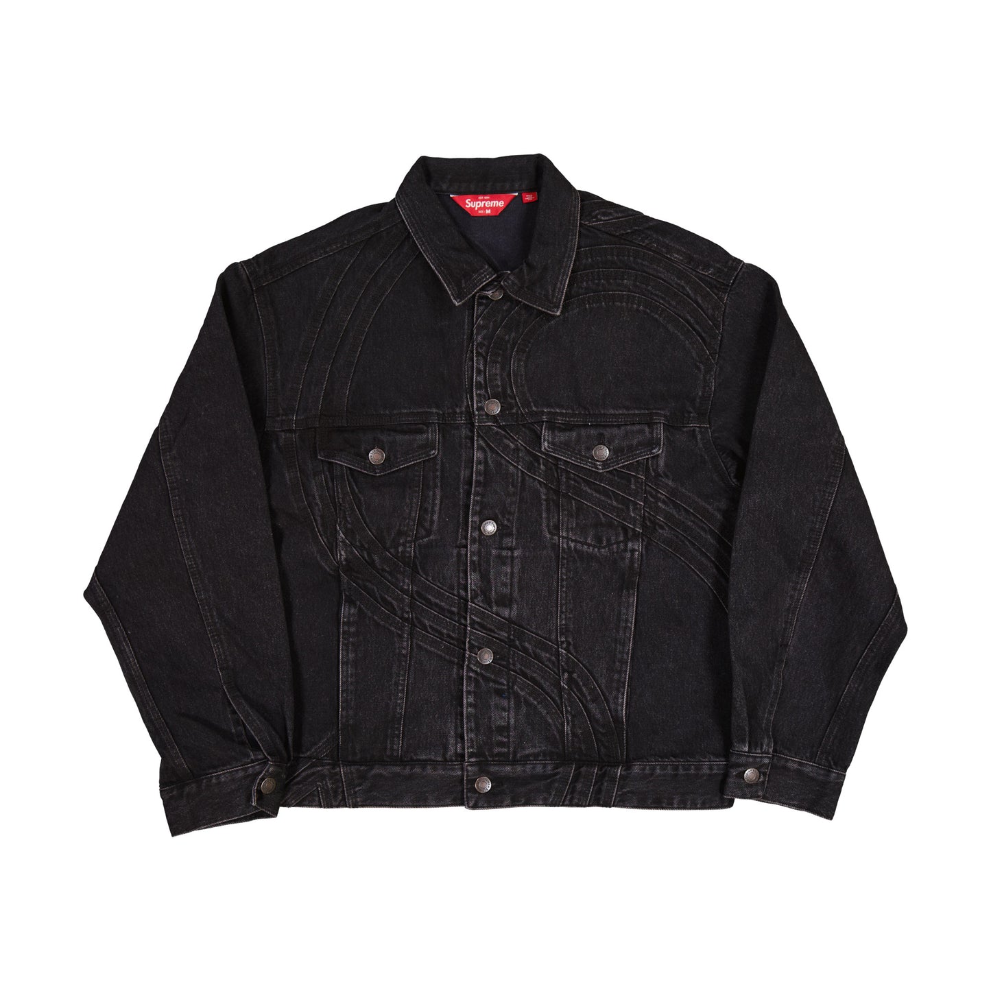 Supreme S Logo Denim Trucker Jacket Washed Black L/S (SS24)