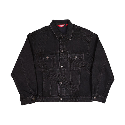 Supreme S Logo Denim Trucker Jacket Washed Black L/S (SS24)