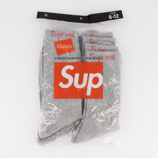 Supreme Hanes Crew Socks (4 Pack) (SS24) "Grey"