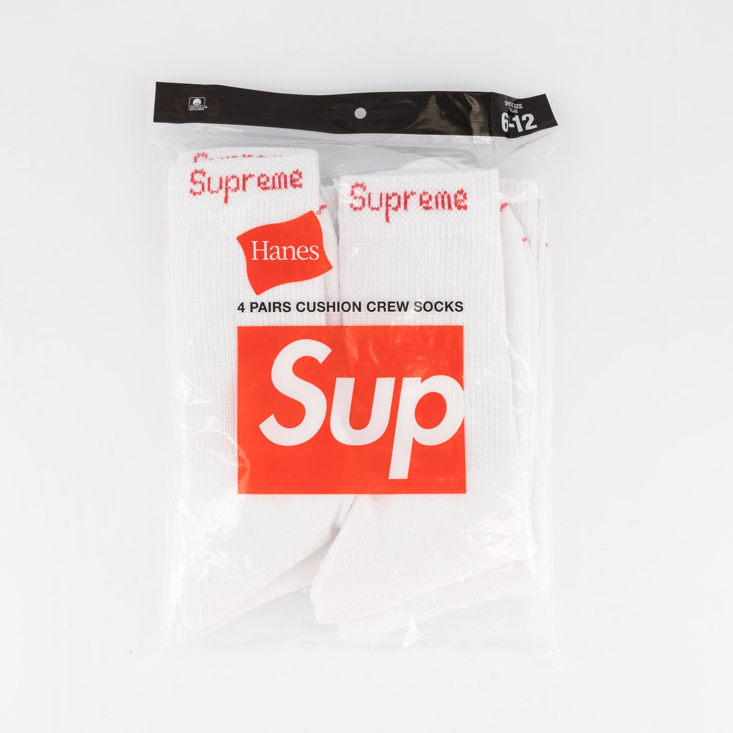 Supreme Hanes Crew Socks (4 Pack) (SS24) "White"